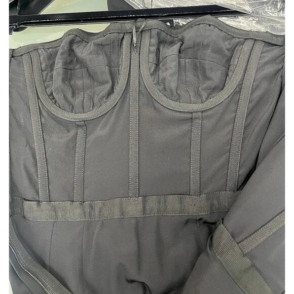 DOLCE & GABBANA Strapless Ruched Midi Dress Black 46 XL - Picture 9 of 9